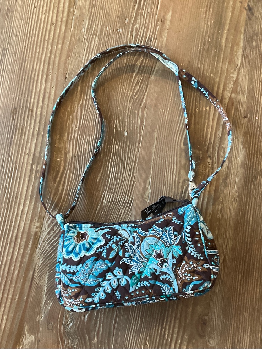 Vera Bradley retired Java Blue Floral Paisley Quilted Mini Crossbody